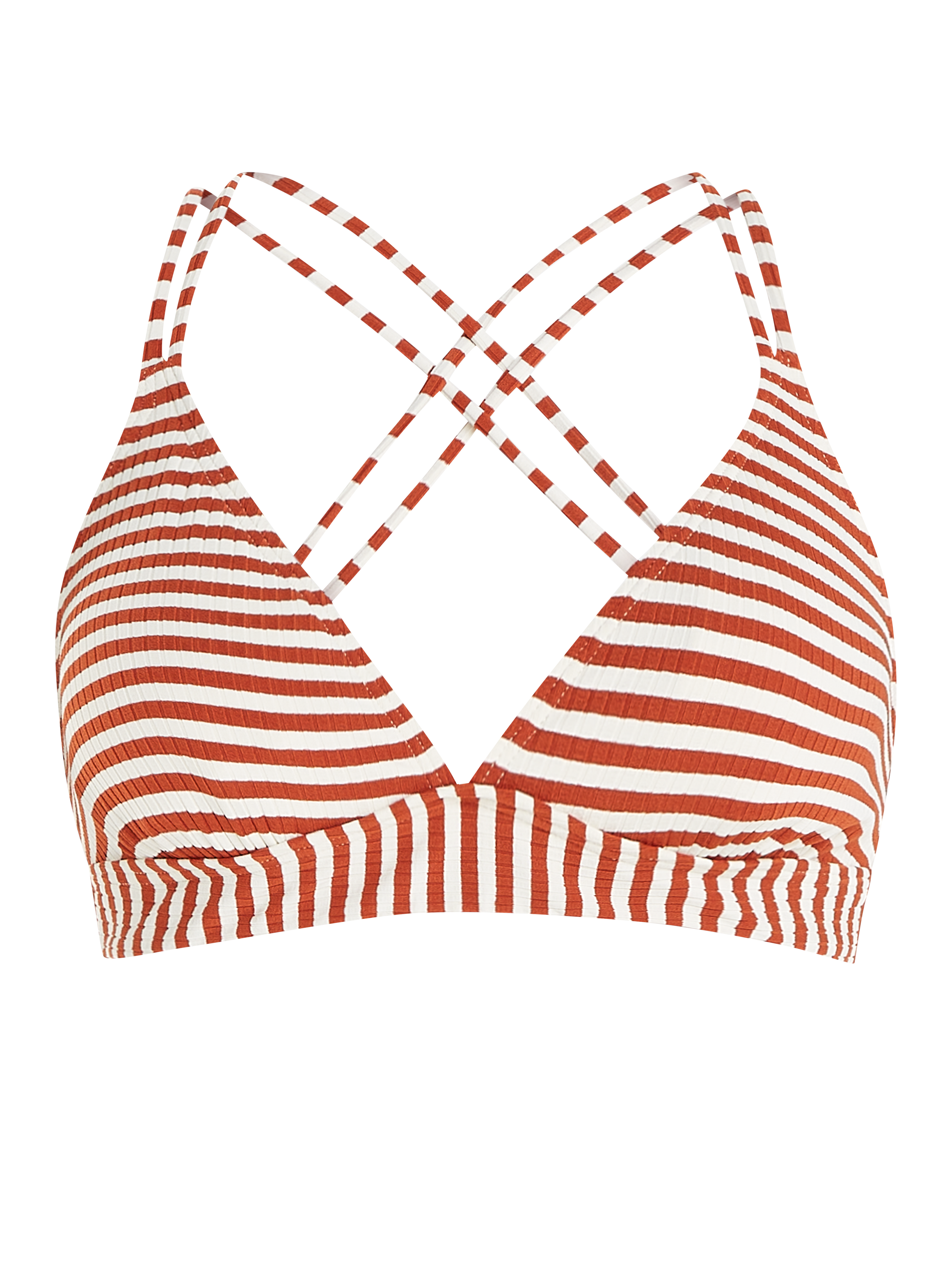 Protest Mixmakara Gestreifte Triangel-bikini Oberteil Damen - Braun