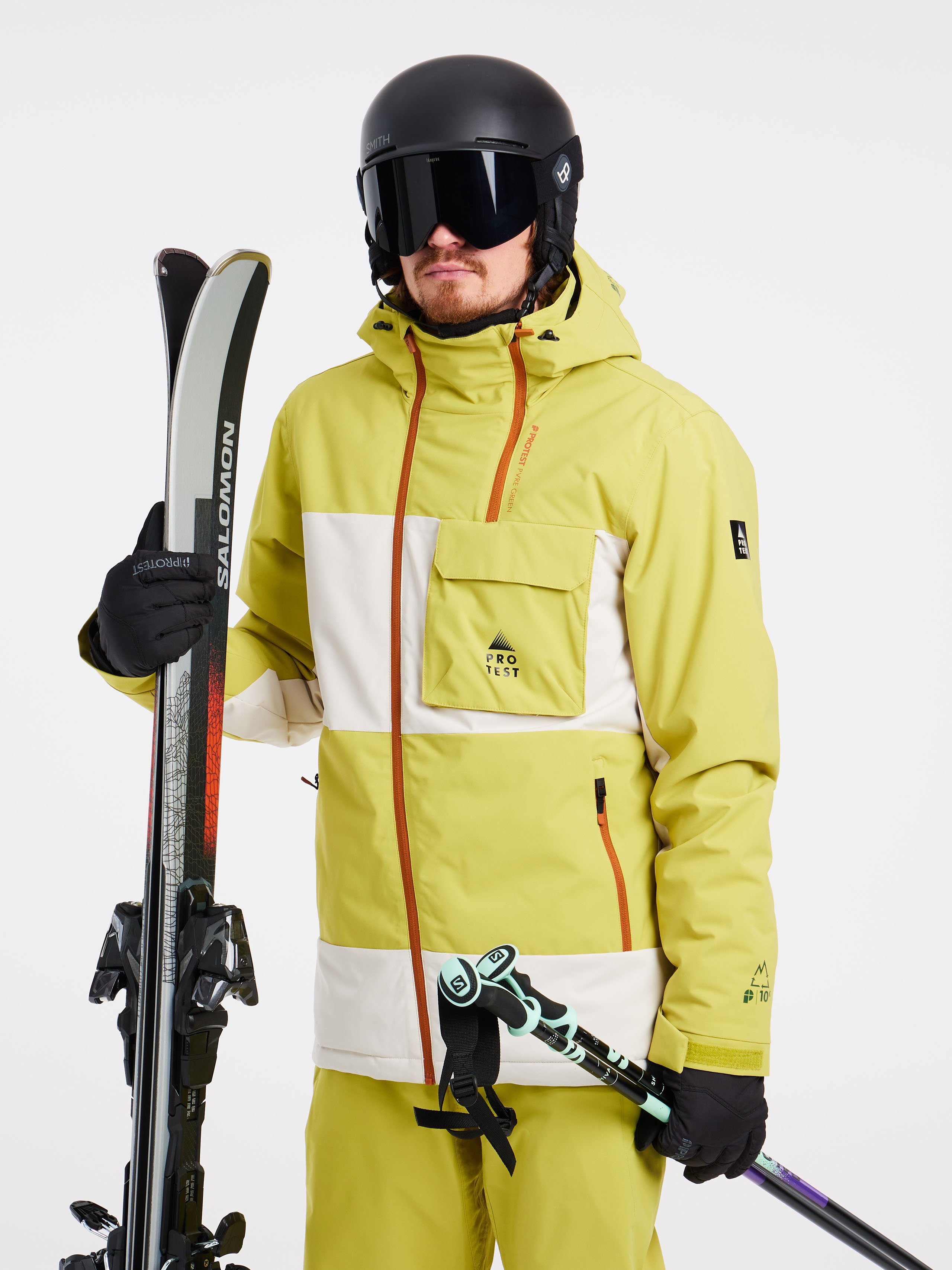 Dune ski jacket khaki on sale white