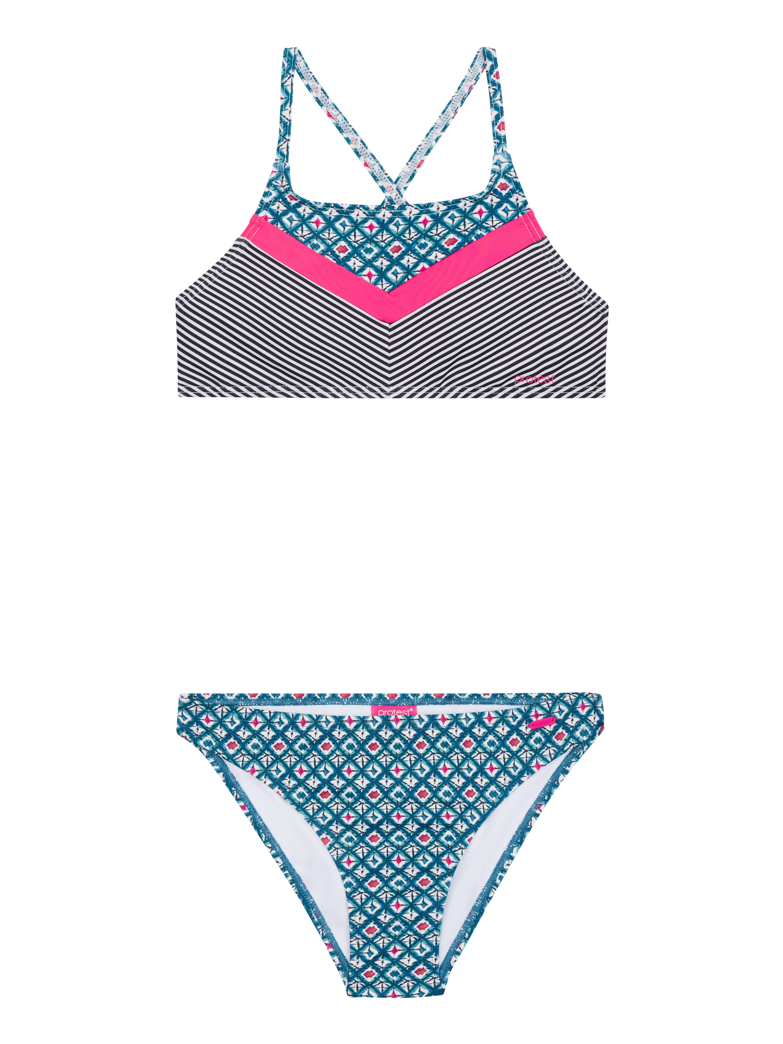 Protest Prtkyoto Jr Gestreifte Bralette-bikini Mädchen - Blau