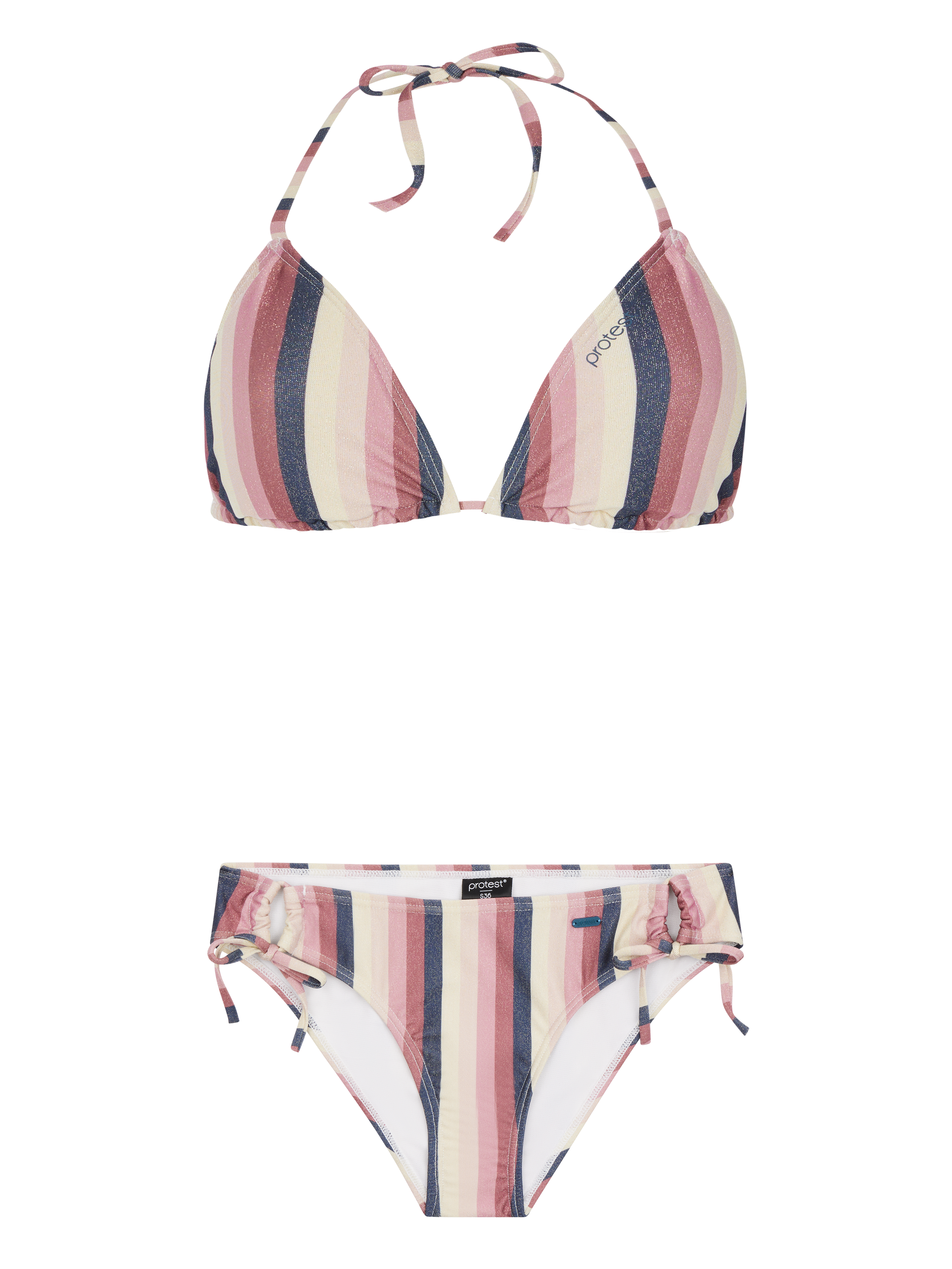 Protest Prtmola Maillot De Bain Triangle Rayé Femme - Rose