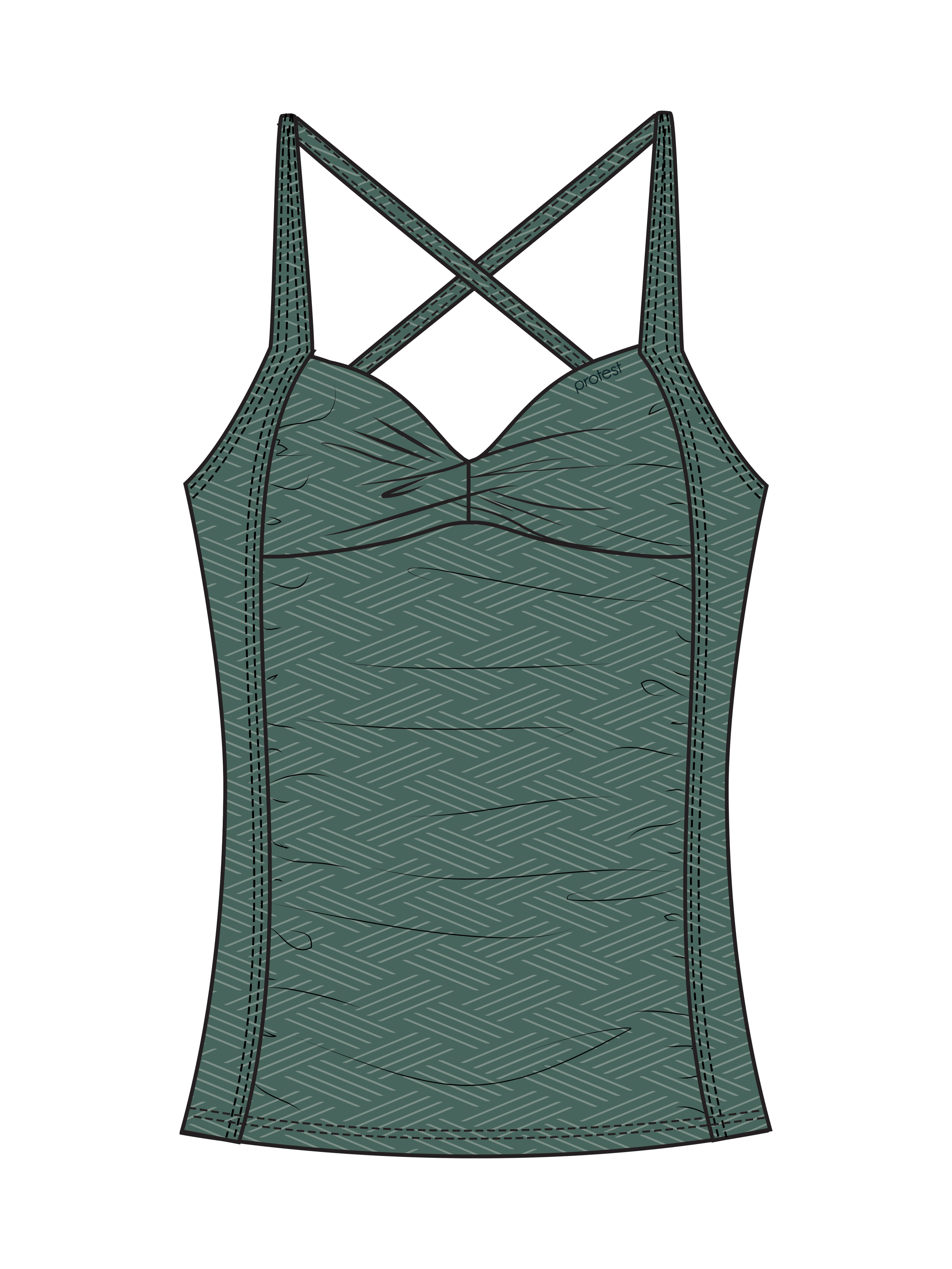 Protest Mixluscia Tankini Oberteil Damen - Grün